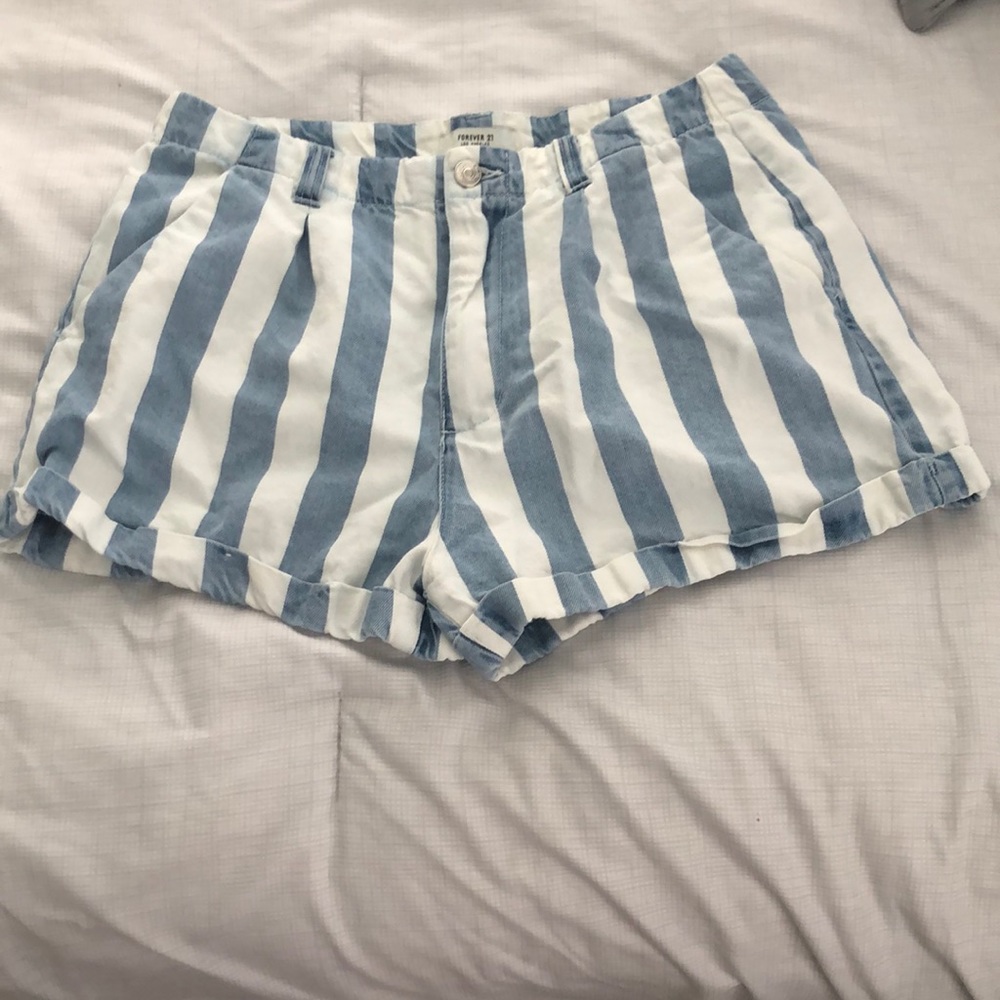 Forever 21 Striped Jean Shorts